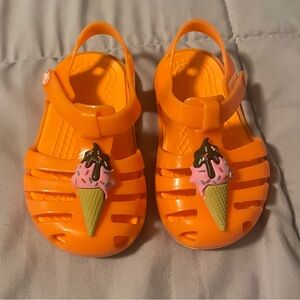 Baby Girl Orange Crocs with Ice Cream Sandals